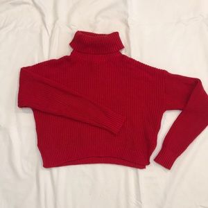 Red Semi Cropped Sweater